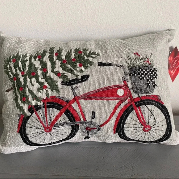 St. Nicholas Square Tapstray Pillow Bike Holiday Christmas - Picture 1 of 5